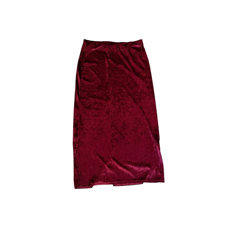 Kimchi Blue Burgundy Velvet Midi Skirt Wine Slit Whimsigoth Y2K‎ vamp urban sz L